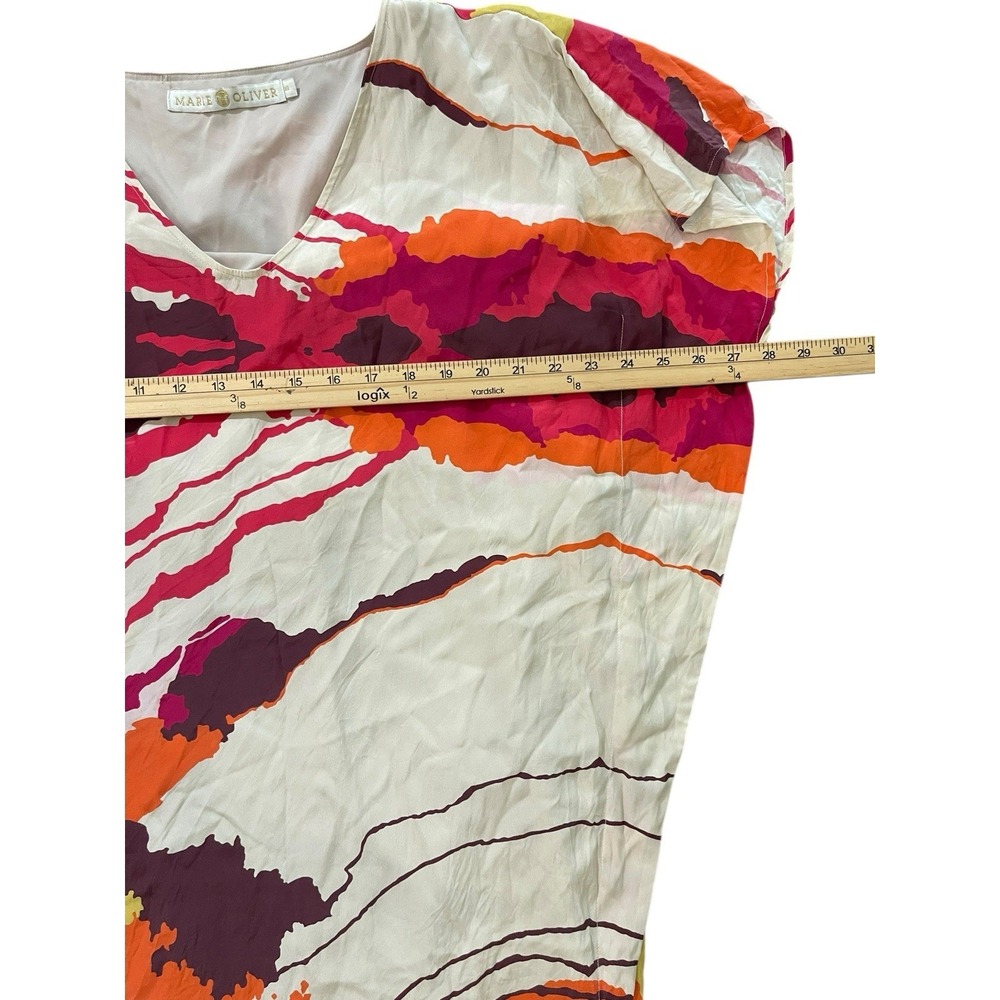 Marie Oliver Silk Shift Shirt Dress Multicolor Abstract Silk Lined Size XS - Picture 4 of 7